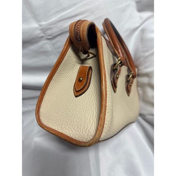 Vintage Dooney & Bourke Beige Brown Pebble Leather Satchel - Picture 7 of 16